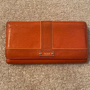 Orange Leather Tumi Wallet